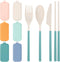 JEPELUS 6 Sets Reusable Travel Utensils Set with Case, Collapsible Cutlery Set