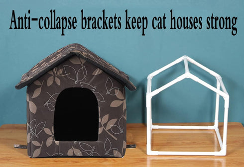 Outdoor Cat House for Feral Cats, Waterproof House for Dogs and Cats, Medium, Brown Support Rod