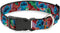 Buckle-Down Plastic Clip Collar - Stitch 6-Expressions Tropical Flora Burgundy Reds/Greens - 1" Wide