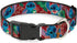 Buckle-Down Plastic Clip Collar - Stitch 6-Expressions Tropical Flora Burgundy Reds/Greens - 1" Wide