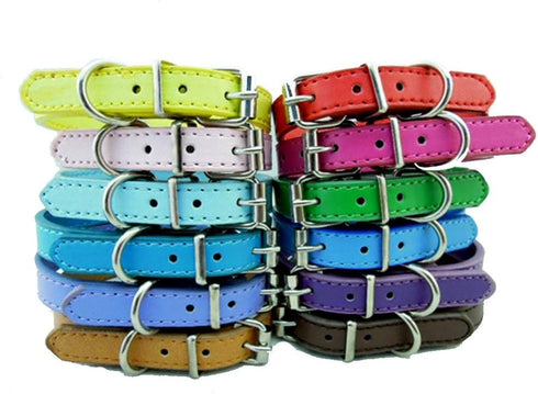 Adjustable ID Pet Collar Set of 12 or 16, Leather for Medium Large Breed Dogs, Neck 6''~18'' (S: Neck 6"~12")