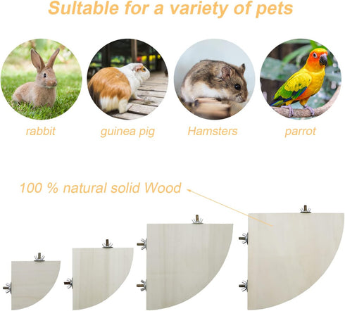 Bird Parrot Corner Perch, Flat Platform Stand, Easy to Install, Safe and Stable Hardwood Bird Cage Perches (XL)