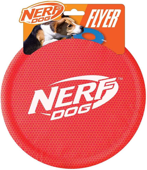 Nerf Dog Nylon Flyer Dog Toy, Lightweight Flying Disc, 9 inch diameter, for Medium/Large Breeds, Red