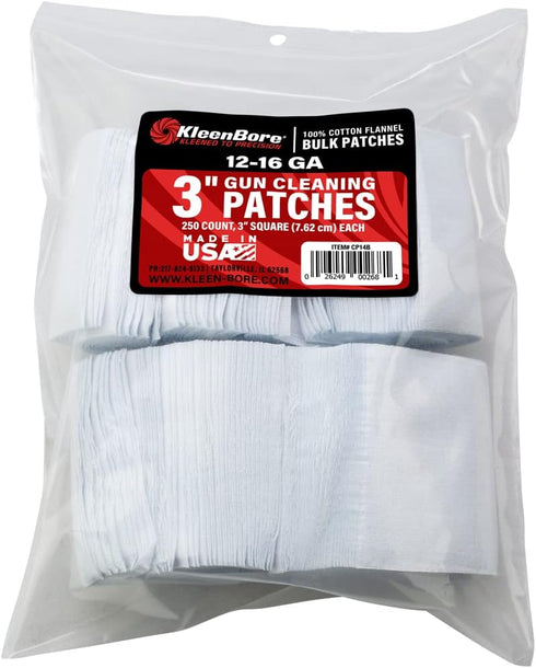 KleenBore 3” Cleaning Patches for 12-16 Gauge, 250PK