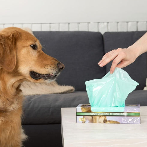 (90Bags) (Pack 2) BOS Odor-Sealing Dog Poop Bags for Pet Waste - Disposal Doggy Bags - Scent & Smell Free [Size: M