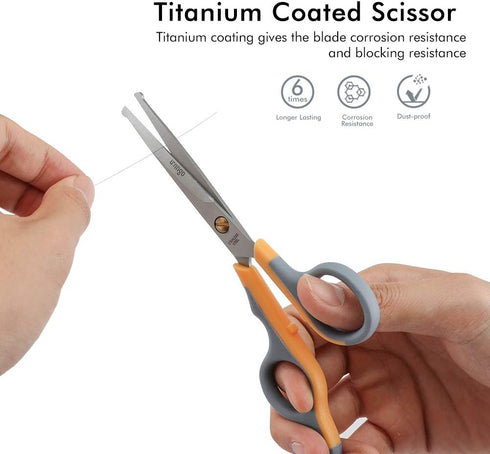 LIVINGO Professional Pet Grooming Scissors for Cats & Dogs, Titanium Coated, 2 Pack, 6.5 inch