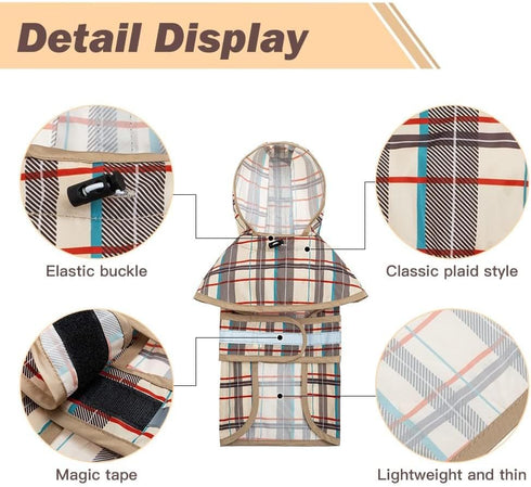 KOOLTAIL Dog Raincoat Hooded Slicker Poncho, Waterproof Doggie Rain Jacket for Small Medium Dogs, Beige.