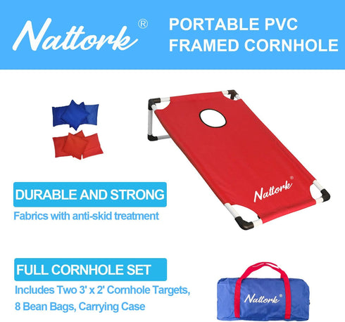 Set 2 8 (3 2-feet) Portable Cornhole with Collapsible Cornhole Boards, Cornhole Bean Bags and Carrying Case for Yard