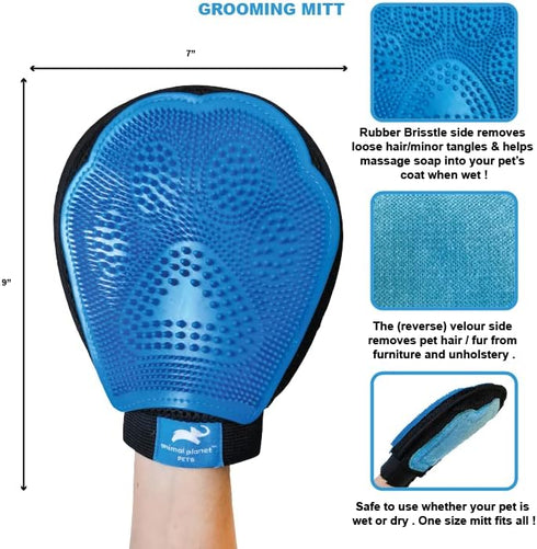 Animal Planet Pet Daily Grooming Kit (3 Pack) for Dogs & Cats - Reversible Grooming Glove, Double Sided Comb & Brush