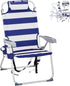 WISLAS Folding High Backpack Beach Chair 5-Position with Headrest & Cup Holder -