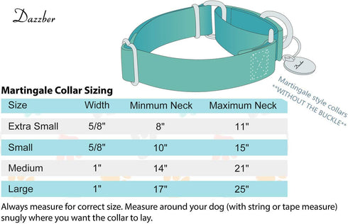 Floral Print Martingale Dog Collar by Dazzber, Heavy Duty Adjustable No Pull Collar for Extra Small Dogs (Neck 8-11