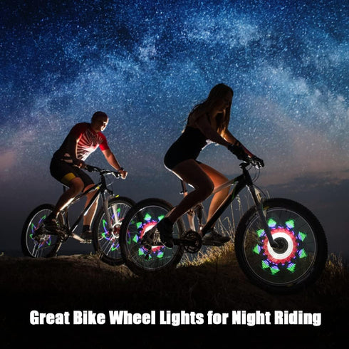 LED Bike Wheel Lights with 30x RGBW Patterns, Batteries Included, IPX5 Waterproof Safety Tire Lights