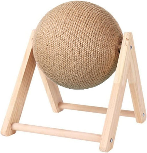 HomeSoGood Cat Scratcher Toy Cat Scratching Ball Toy Natural Solid Wood Sisal