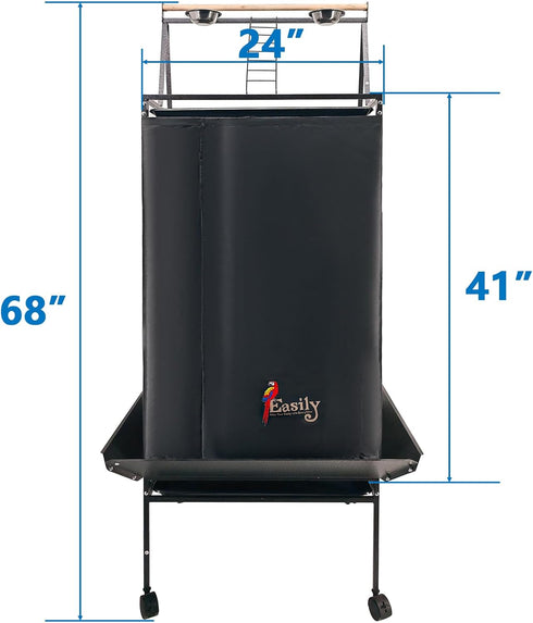 Easily Pocket,68" Good Night Bird Cage Cover for Large Bird Cage with Play Top with Storage