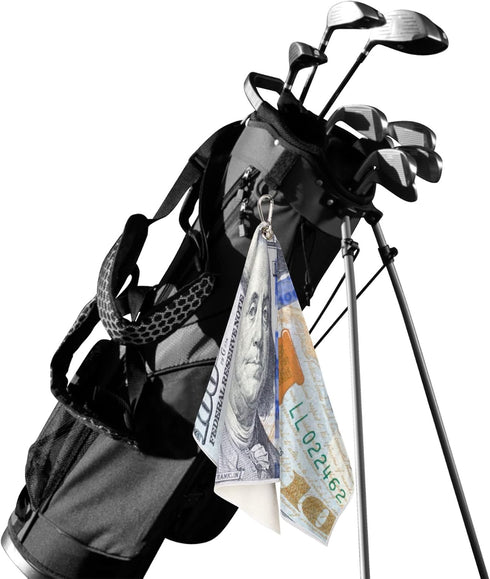 Pardick Golf Towel for Men Women, 100 Dollar Bill Design, Microfiber Fabric for Cleaning Golf Balls