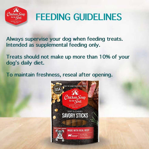 5oz Chicken Soup for The Soul All Natural Premium Savory Sticks Soft & Chewy Dog Treats, Real Beef First Ingredient, No