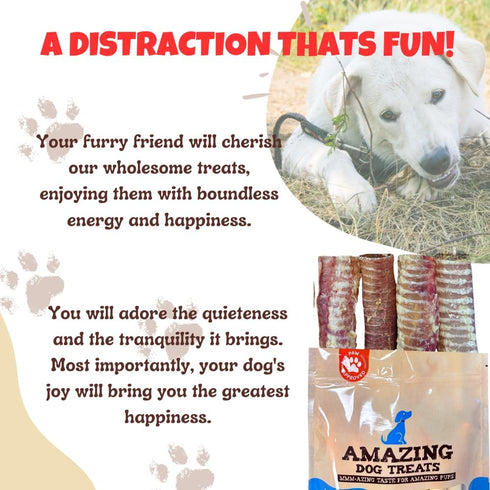 Amazing Dog Treats - 6 Inch Beef Trachea Chews (20 pcs - 32 oz) - Digestible and Safe Chews for Joint Health