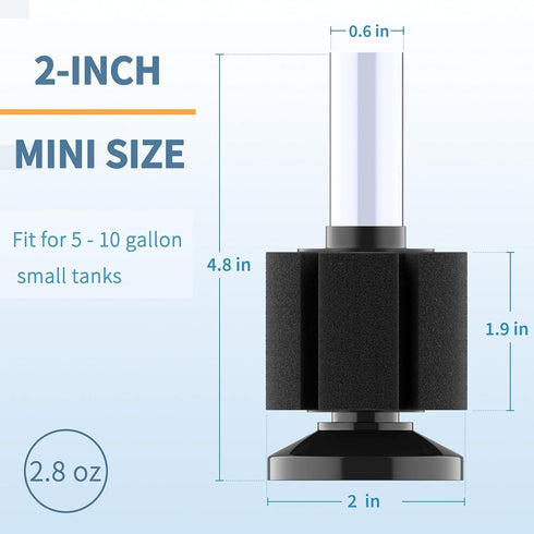 4 Pack 10 Pawfly Aquarium Nano Bio Sponge Filter Quiet Betta Fry Shrimp and Small Fish Foam Filter for Tiny Fish Tank