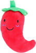 Plush Chilli Toy Fruits and Vegetables, Dog Squeaky Toys for Small Dogs, Chili Eggplant Corn Puppy Toys, Size 1