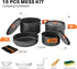 Odoland 15pcs Lightweight Non-Stick Camping Cookware Pots and Pans Set with Plastic Plates and Bowls