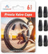 Presta Valve Cap Set of 6, Anodized Aluminum Alloy Tire Air Valve Caps for Cycling, Black