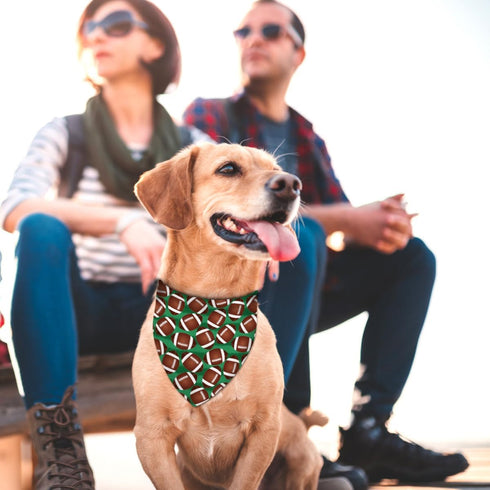 American Football Dog Bandana - Touch Down Rugby Game Day Adjustable Triangle Bibs for Pets
