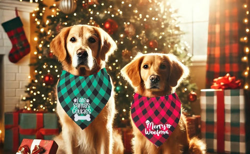 Generic 4 Pack- Set 2 2 MIANOOMAG Dog Christmas Bandanas Large Classic Triangle Merry Christmas Printing Plaid Fall Pet