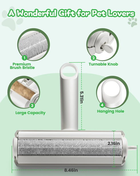 DAINTIER Pet Hair Remover, Reusable Lint Roller for Cat and Dog, Portable Multi-Surface Removal Tool