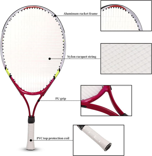 Topyond Kids Tennis Racket, 23 Inch Aluminum Junior Training Tennis Racket, Perfect Practice Tool for Beginners