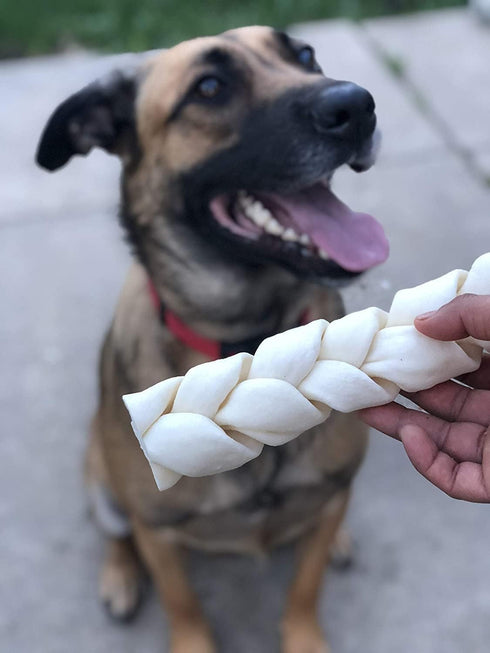 Pet Factory 100% Made in USA Beefhide 7" Braided Sticks Dog Chew Treats, Natural Flavor, 6 Count/1 Pack