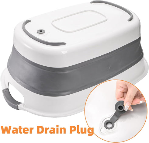 Coloch Collapsible Pet Bathtub with Water Drain Plug, Plastic Dog Bath Tub with Handle Portable Puppy Bathing Tub Space