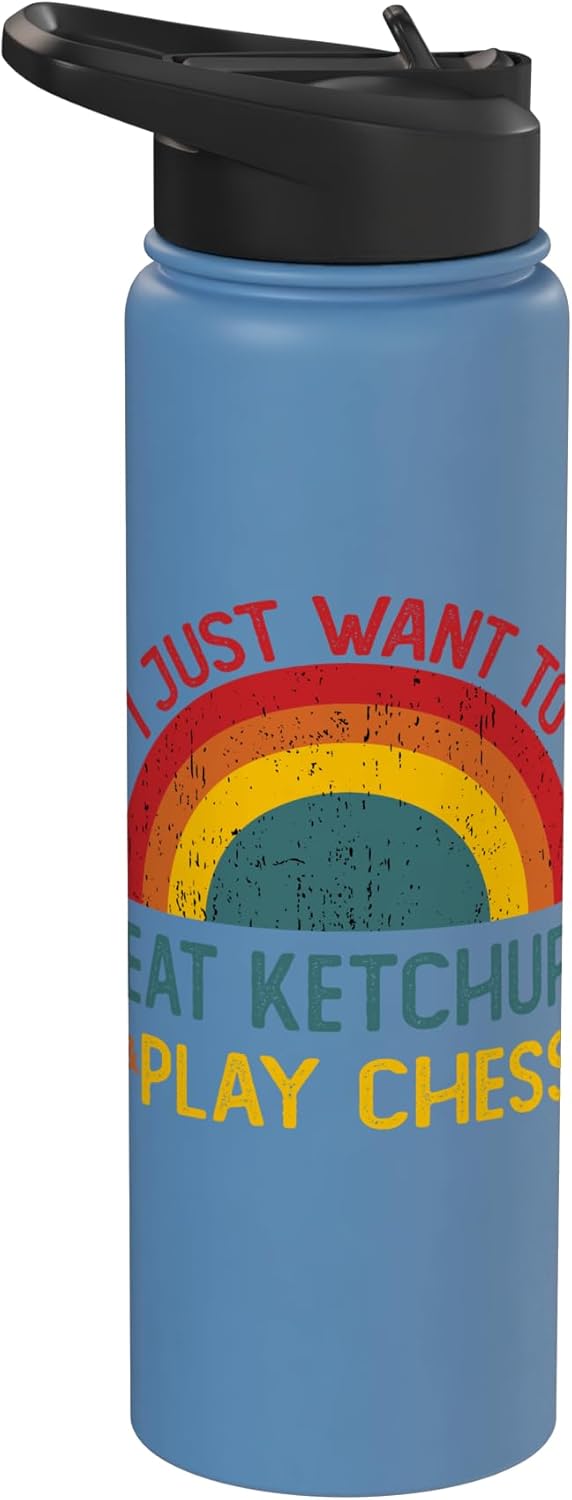 Retro Ketchup Lover Who also Play Chess Funny I just want to eat ketchup and Play Chess Christmas Stainless