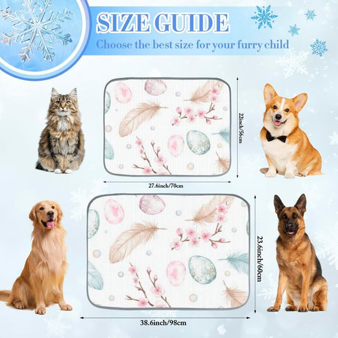 imiBBWQu Summer 27" 22" Cooling Mat for Dogs Watercolor Eggs Feathers Cooling Dog Mat for Car Washable Outdoor Dog Pad