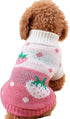 CHBORCHICEN Classic Knitwear Turtleneck Dog Sweater, Winter Warm Puppy Clothing with Cute Strawberry and Heart Design
