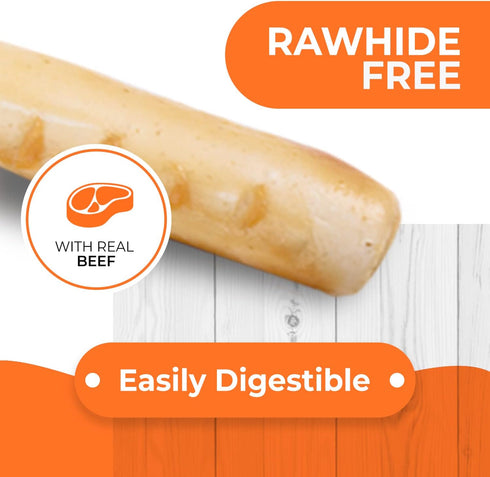 5 Pack 7 Inch 50-75lb Canine Naturals Beef Chew - Rawhide Free Dog Treats - Made with Real Beef - Poultry Free Recipe