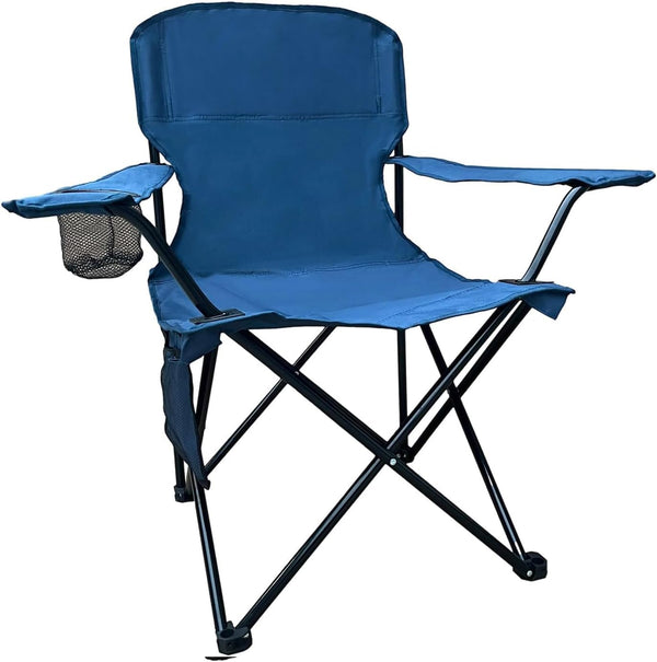 Folding Camping Collapsible Chairs Heavy Duty Lawn Chair with Cooler Bag, Storage