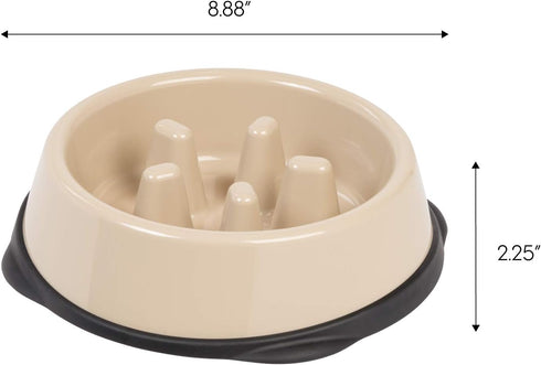IRIS USA 2 Cups Slow Feeder Dog Bowl, Anti-Choking Interactive Puzzle Toy for Healthy Digestion, Beige/Black