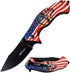 MTech USA MT-A1025A Spring Assist Folding Knife, Black Straight Edge Blade, American Flag Handle