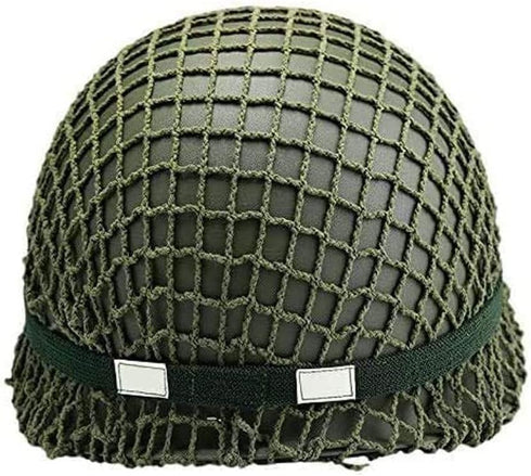 WWII US Army M1 Green Helmet Replica with Net/Canvas Chin Strap for DIY Painting