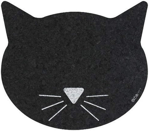 ORE Pet Black Cat Face Recycled Rubber Pet Placemat, 1 Pack