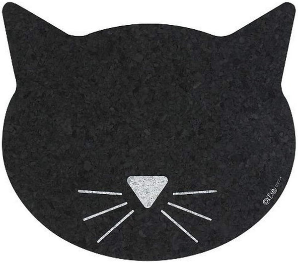 ORE Pet Black Cat Face Recycled Rubber Pet Placemat, 1 Pack