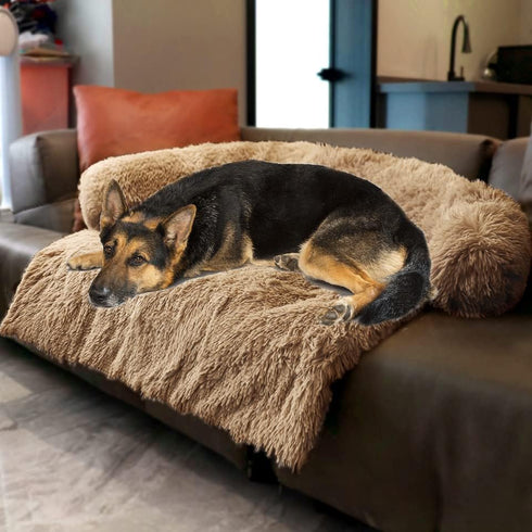 Couch Cover for Dogs/Cats, Luxurious Waterproof Bed Mats for Pets, Nonskid Bottom, Perfect for Dog Crate or Car (Desert