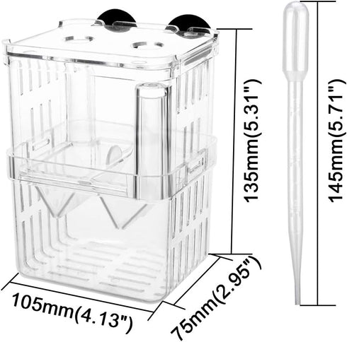 Senzeal Aquarium Fish Breeder Box, Plastic Isolation Breeding Box for Baby Fish, Shrimp, Clownfish, Guppy