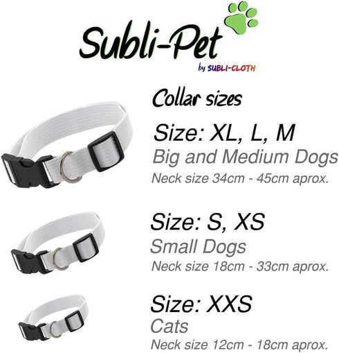Subli-Pet Collar Dog Cat Customizable Sublimation, Pack of 5 Units, Size XXS