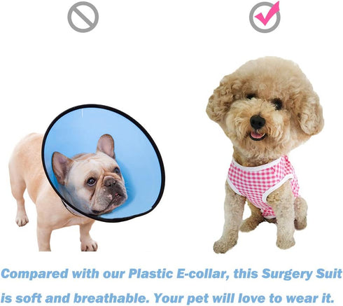Dog’s Recovery Suit, Post Surgery Shirt for Puppy, Wound Protective Clothes for Little Animals (Green Black Stripe-M)
