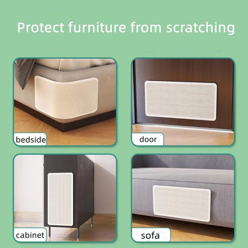 Cat Scratching Mat, Sisal Furniture Protector, Easy to Install Cat Scratching Pad for Couch Cover Guard (White)
