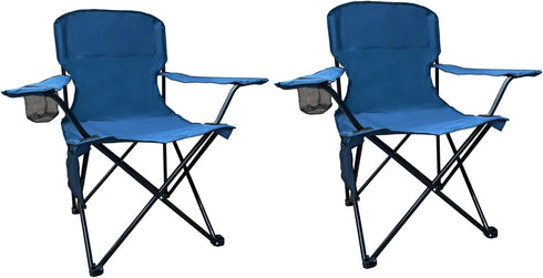 2PCS Folding Camping Collapsible Chairs Heavy Duty Lawn Chair with Cooler Bag,