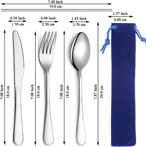 Kyraton Portable Flatware, Reusable Camping Flatware, Bento Box Flatware, Silverware For School/Work/Office/Outdoor, Dishwasher Safe, Set of 4 Pieces by Kyraton