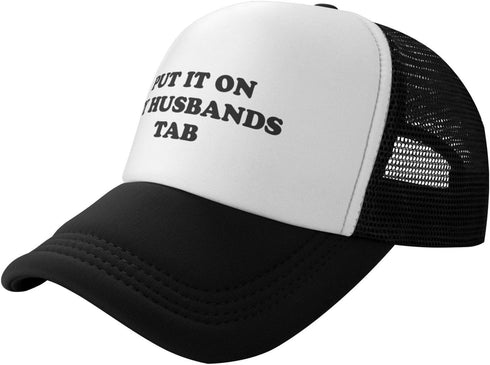 Put It On My Husbands Tab Hat Funny Trucker Hats Adjustable Classic Fishing Cap for Men and Women Black