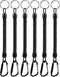 Pack of 6 Fishing Lanyard with Carabiner - Black Coiled Ropes for Secure Pliers, Lip Grips, Tackle Tools